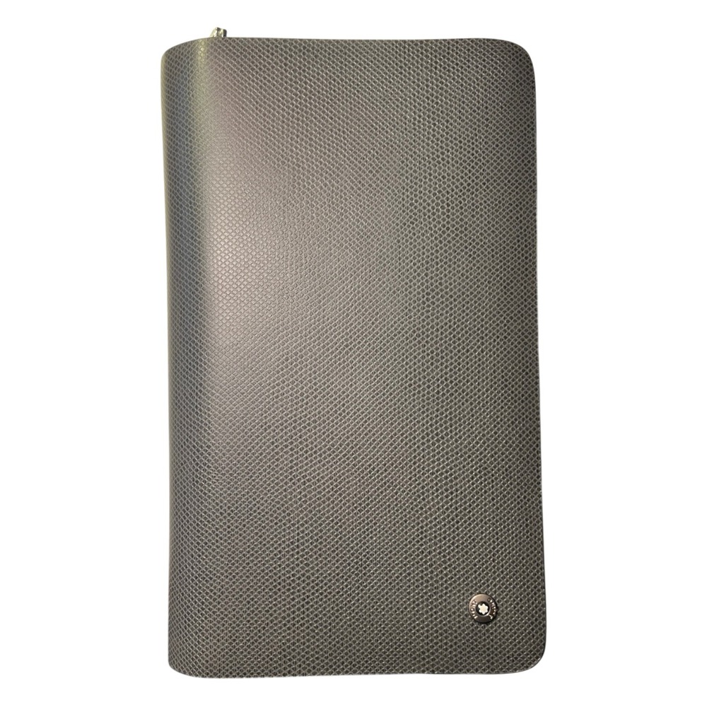 Montblanc Double Zip Travel Organizer Wallet Charcoal Black Leather Unverified